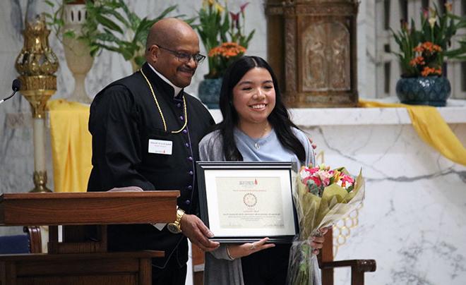 Kahli Villanueva and Bishop Trevor Alexander